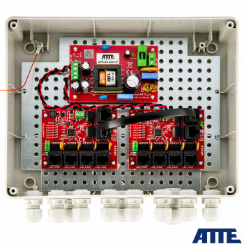 Switch PoE do 9 kamer IP, w obudowie zewnętrznej ABOX-L2, z zasilaczem 96W IP-9-11-L2 ATTE